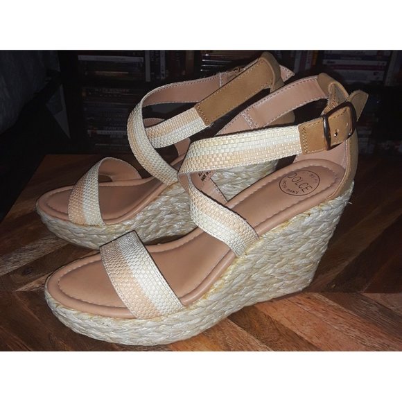 SOLD   DOLCE BY MOJO MOXY STRIPED DAVENPORT ESPADRILLE WEDGE HEEL SANDALS - Picture 9 of 13